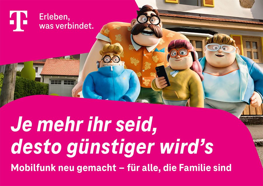 Telekom Werbebanner für MagentaEINS Family Mobilfunk Tarife
